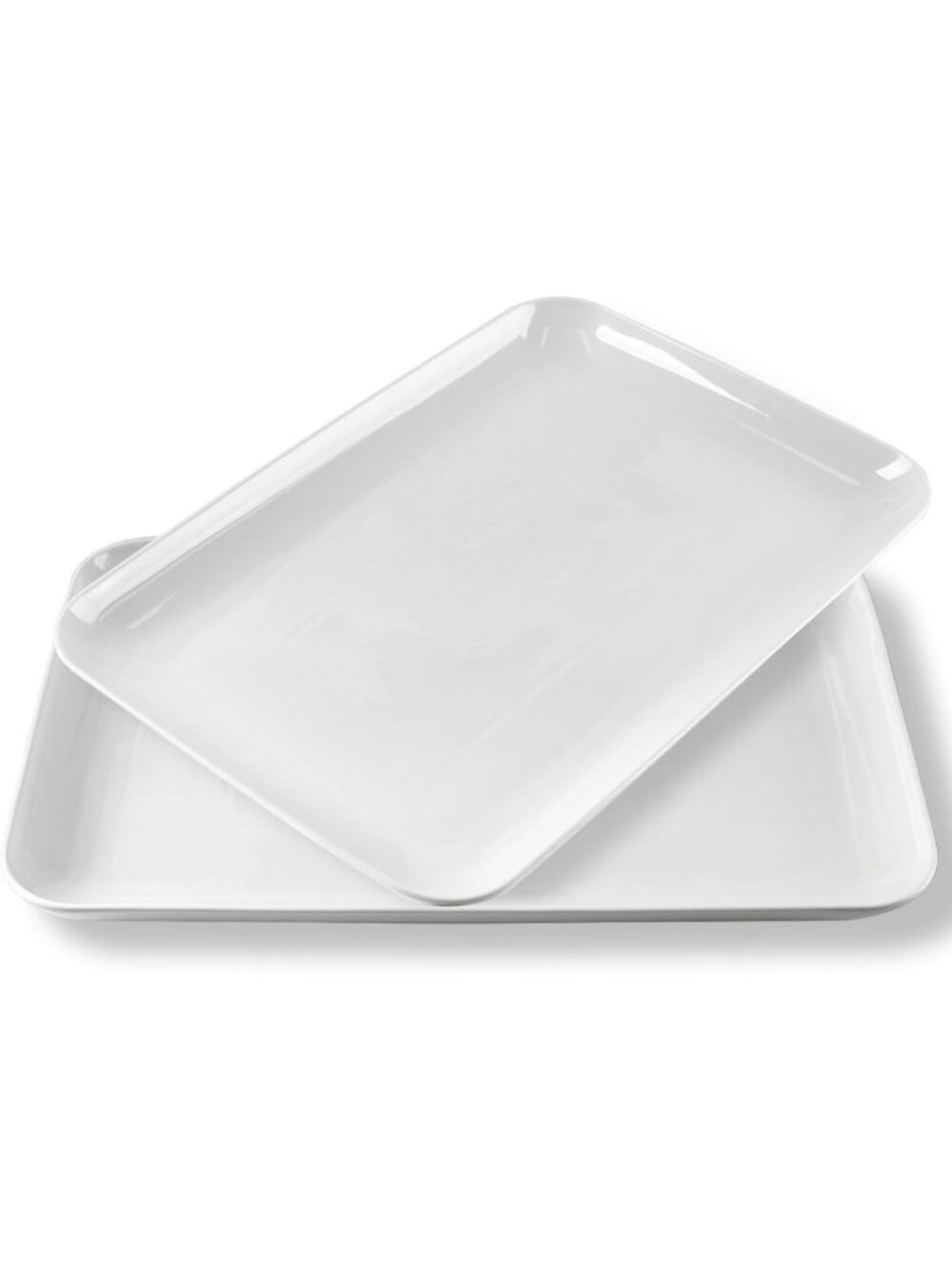 Large 18" White Porcelain Serving Platters Set of 2 - Rectangular Trays for